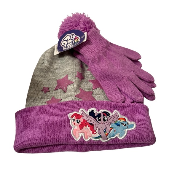 My Little Pony Beanie and Glove Set Purple Gray NWT - Picture 1 of 2